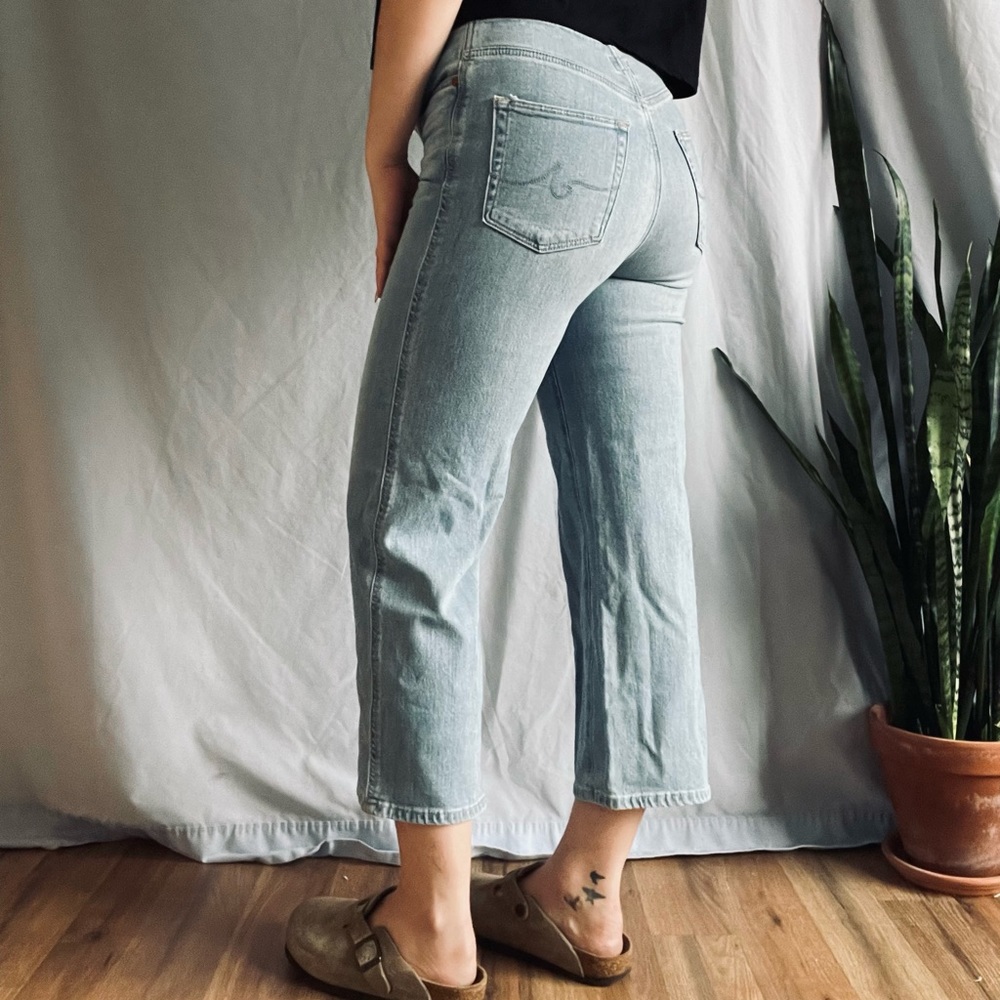 AG Adriano Goldschmied Etta Waistless High Rise Wide Leg Crop Jeans